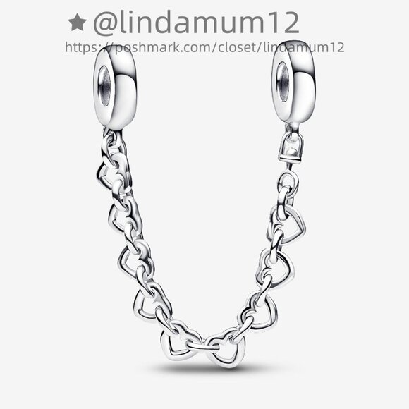 Pandora Linked Hearts Safety Chain - Picture 1 of 4